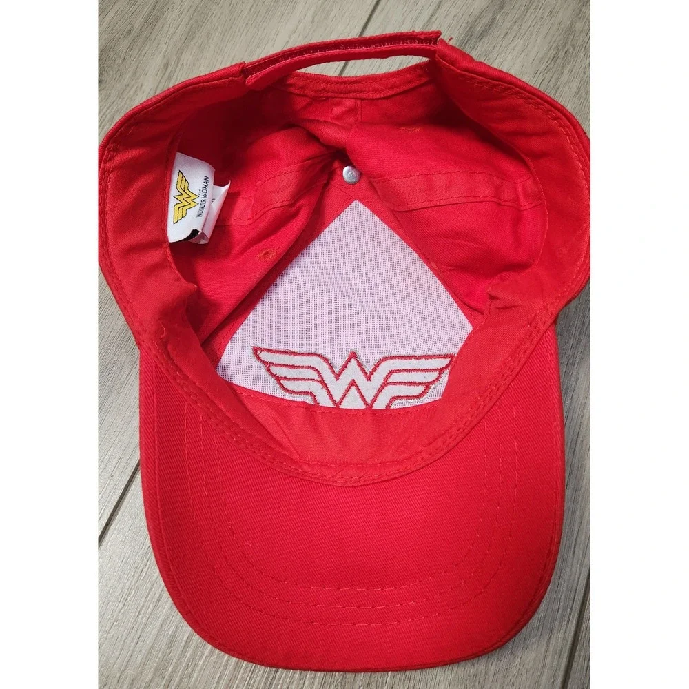 Wonder Woman Kids Red Baseball Cap Logo Rainbow Stripes Adjustable DC Comics